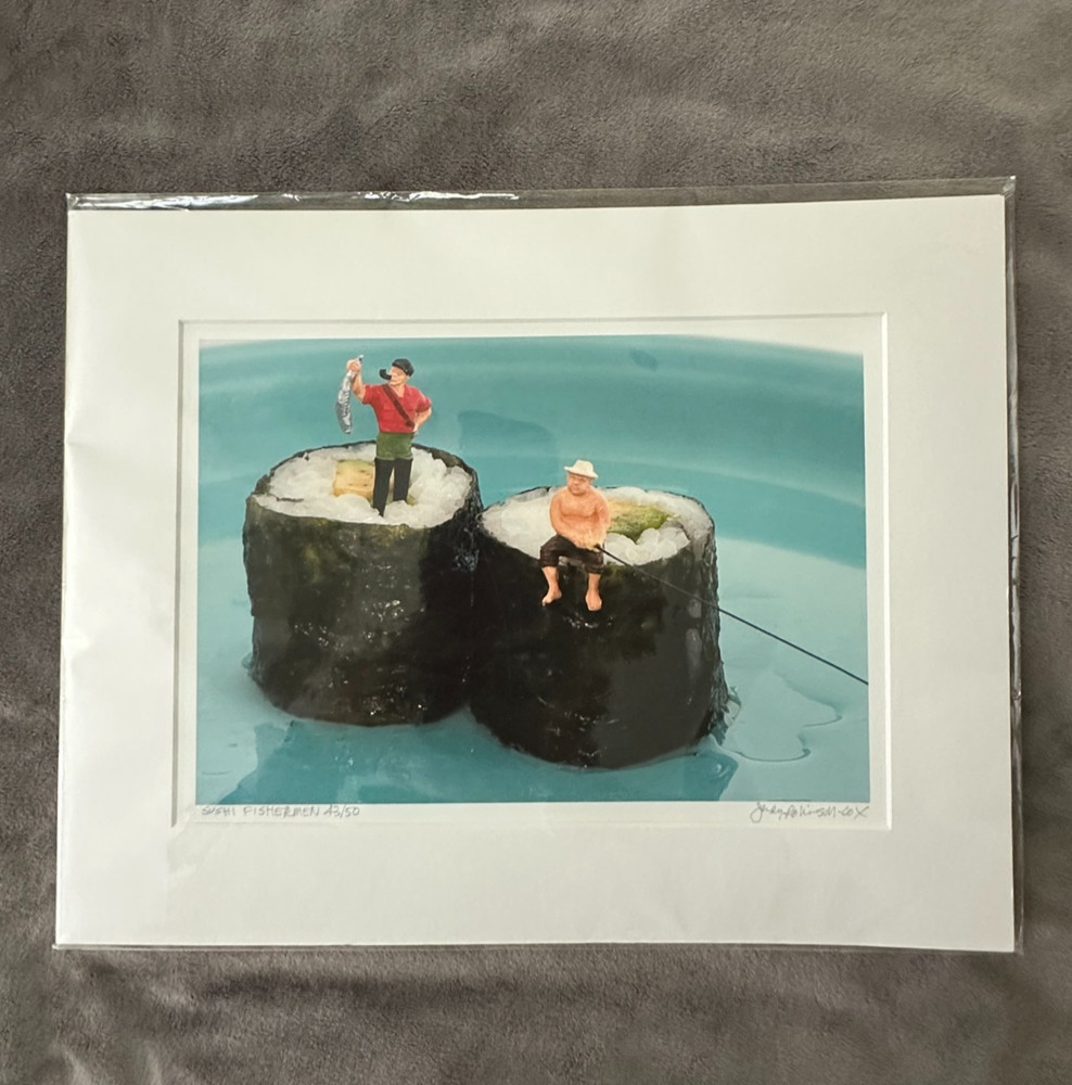 JUDY ROBINSON COX Photograph 8×10 Liliputian Series Sushi Fishermen 43/50 Matted