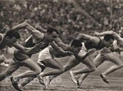 1936 Vintage PAUL WOLFF Germany OLYMPIC Men Track 100m Race Running Photo Art