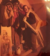 3 Norman Rockwell 1952 Negatives Of Him In His Studio, Grabbing Props Rare