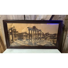 Antique Framed Giacomo Brogi The Forum Temple of Ruins Rome Sepia Wood Framed