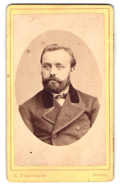 Photograph H. Fleischhauer, food, breast portrait fashionably dressed gentleman with V