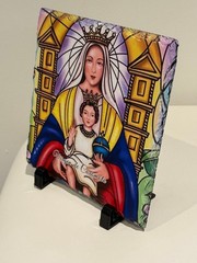 Virgin of Coromoto Fine Rock Slate 7.5 x 7.5, Patroness of Venezuela