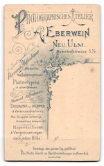 Photograph A. Eberwein, Neu-Ulm, Bahnhofsstrasse 5 1/2, portrait of a bearded man