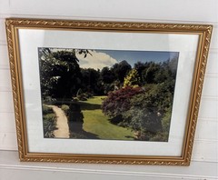 Vintage Framed Garden Landscape Photo Print Gold Ornate Frame 12″ x 15″