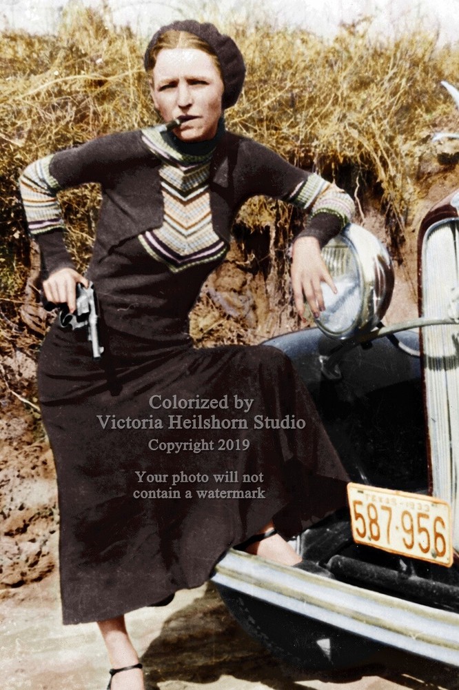Colorized Photo Poster: Outlaw Bonnie Parker of Bonnie and Clyde Gang – 6 Sizes!