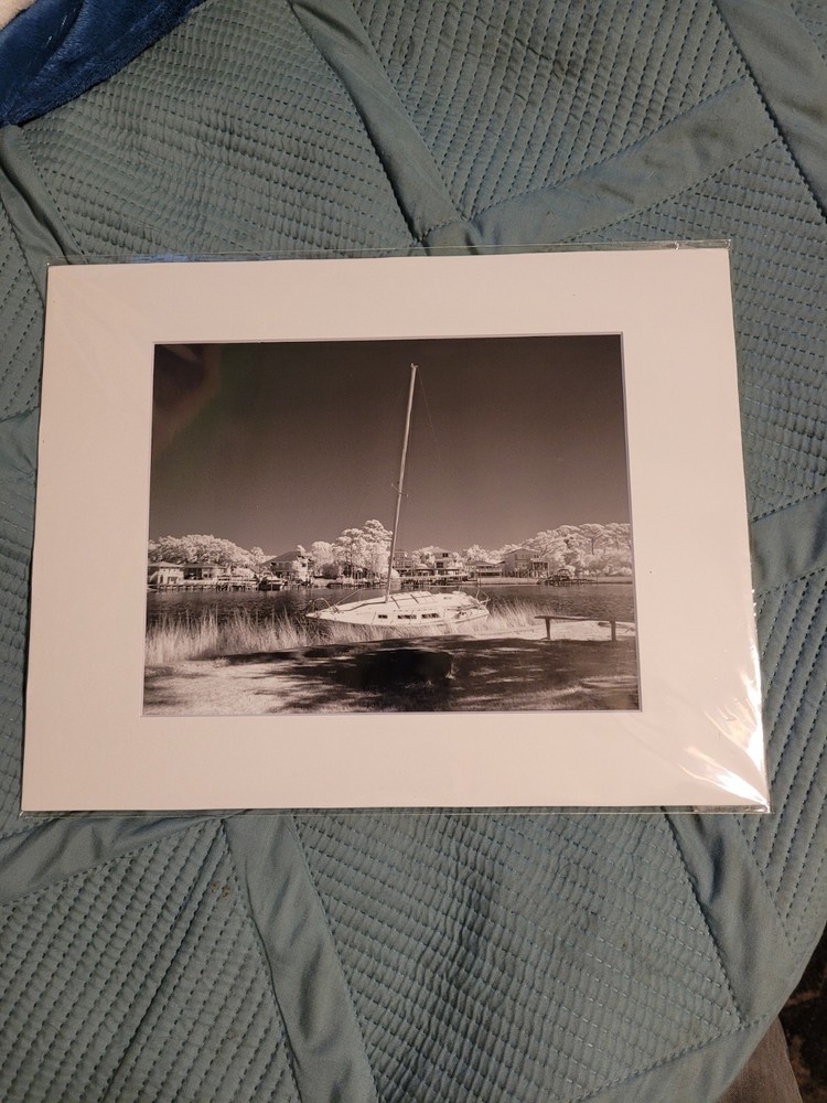 Catalina 25 Sailboat In 720nm Infrared Matted 8 By 10 Photography Print