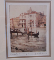 Venice Italy Gondola Waiting photo print framed & matted signed by Melious NF
