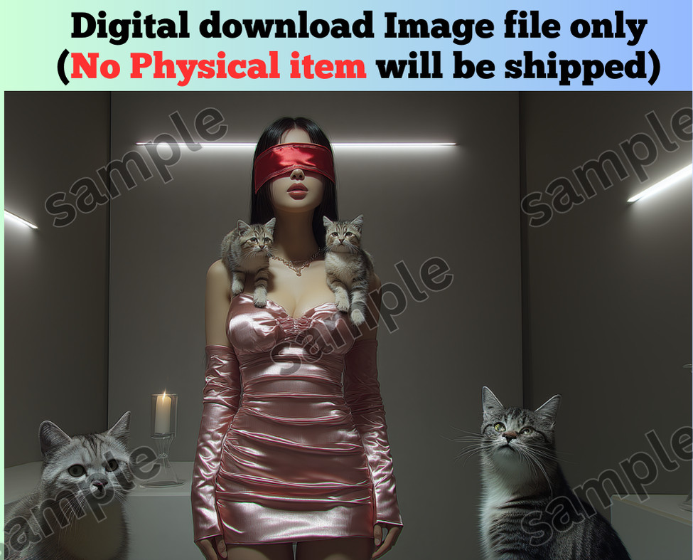 Blind cat girl digital image picture background AI wallpaper for mobile & pc new