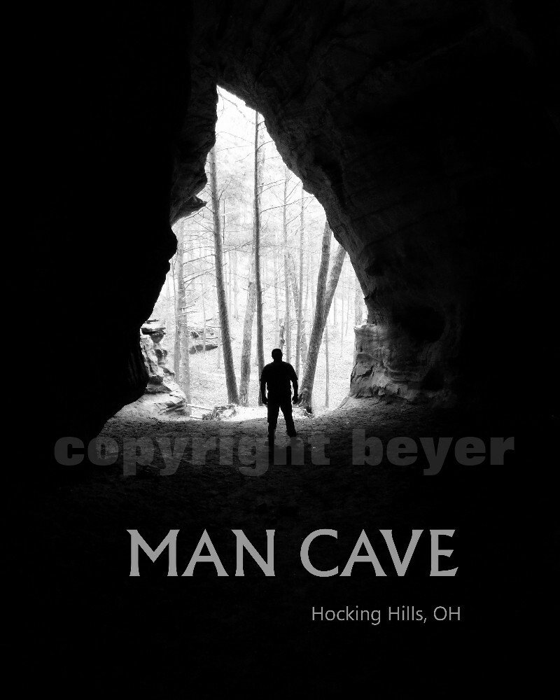 Man Cave Hocking Hills Ohio Photograph Print Nature Art 8×10 Black and White
