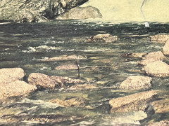 REAL ENLARGED PHOTO MAN FISHING IN STREAM 16.5″ X 30.5″ CARDSTOCK INSTANT UNCLE