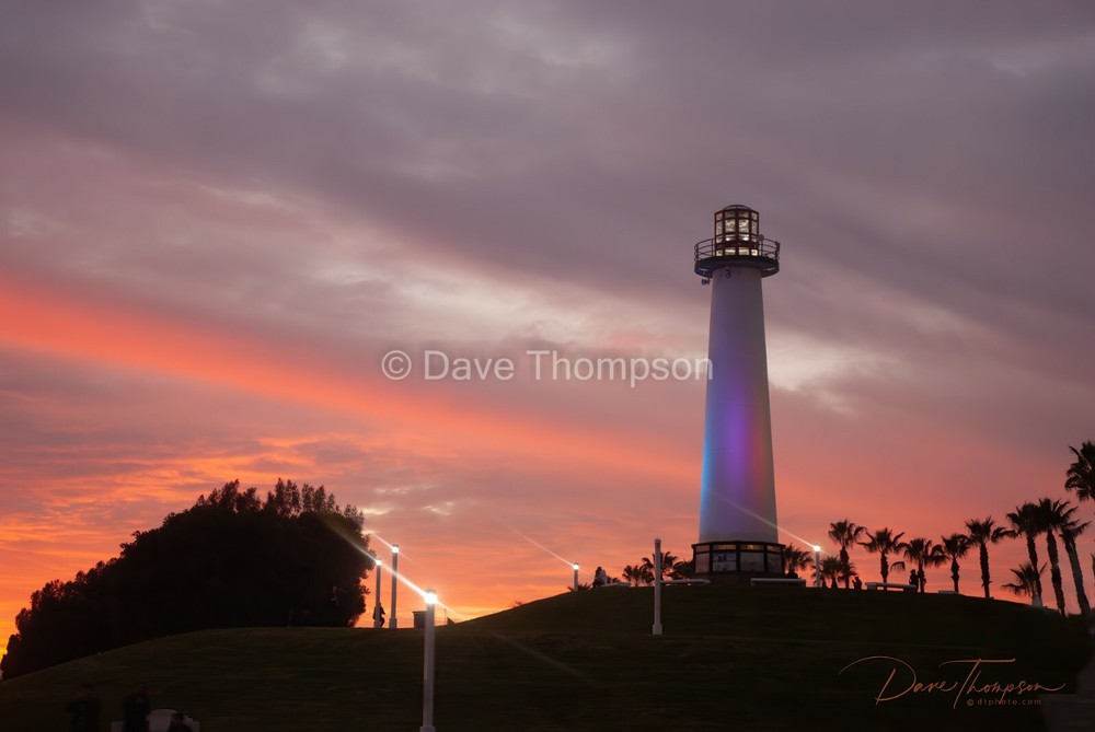 Lighthouse, Long beach Harbor at Sunset Fine Art Print – unframed