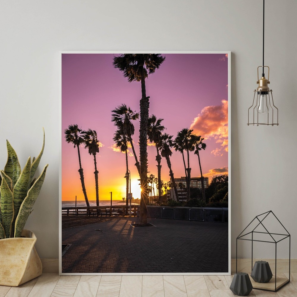 Palm Trees Sunset Ventura Beach, California Wall Art Photo Print