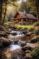 8*10 cozy cottage house photo print warm beautiful home wall art decor bedroom