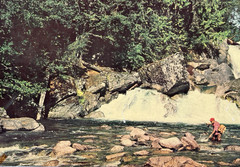 REAL ENLARGED PHOTO MAN FISHING IN STREAM 16.5″ X 30.5″ CARDSTOCK INSTANT UNCLE
