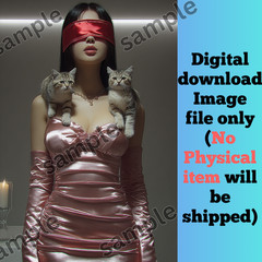 Blind cat girl digital image picture background AI wallpaper for mobile & pc new