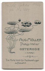 Photograph Aug. Möller, Osterode resin, girl with thick hair with white Schle