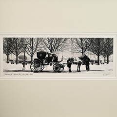 RICHARD CALVO Original Vintage Signed Central Park NY Horse Carriage Photograph