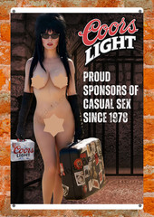 Sexy Pinup Girl Upside Down PBRBeer Poster 8×12 Metal Sign Man Cave Wall Decor