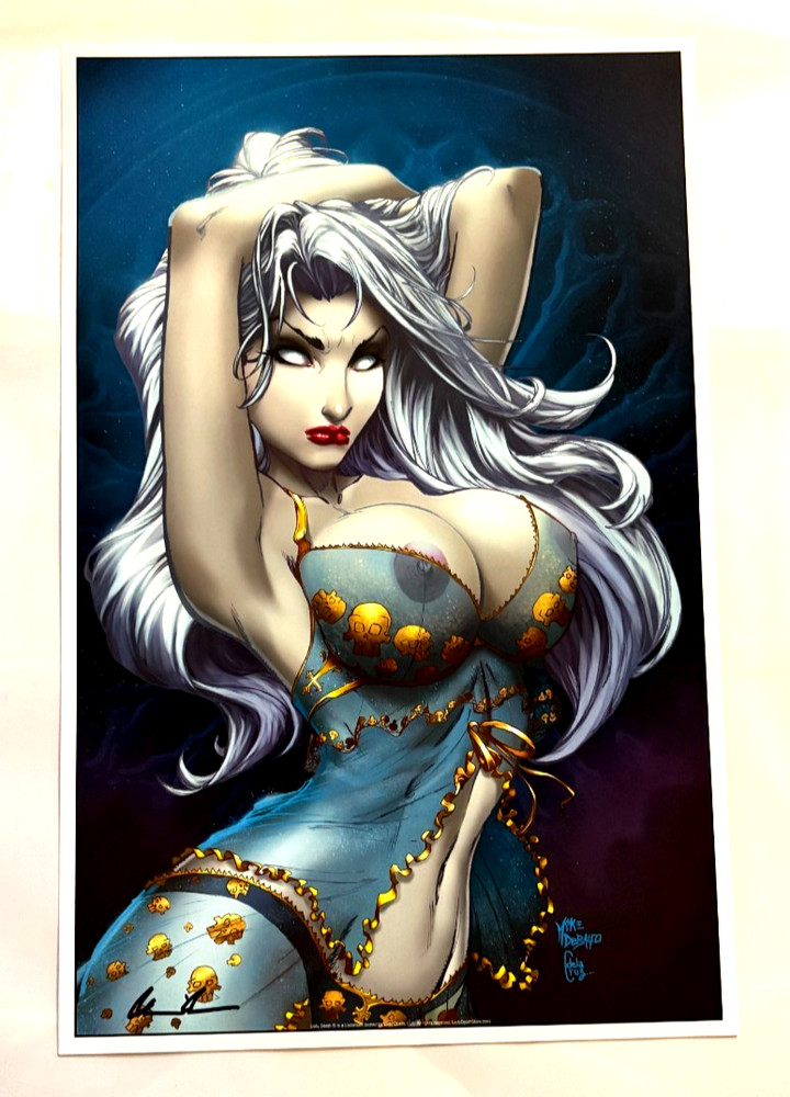 LADY DEATH EXCLUSIVE COFFIN SIGNED LIMITED EDITION ART PRINT COA NM+