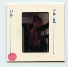 Org Nude 50s-60s 35mm Slide Negative- Well Endowed Woman- Foot- Legs- Wood Chair