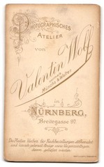 Photograph Valentin Wolf, Nuremberg, Breitegasse 97, portrait of a young woman