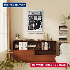 VERENIX Fashion Black And White Photography Wall Art Vintage Preppy Record Shop