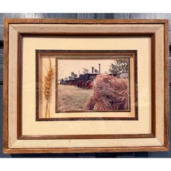 Elsie Macklin Vintage McCormick Deering Tractor Photo Wheat Shadowbox Framed Art