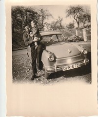 Vintage Photo Father with Child Next to Lloyd 600 Car Vintage Passenger Car