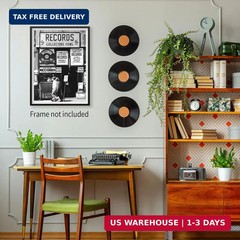 VERENIX Fashion Black And White Photography Wall Art Vintage Preppy Record Shop