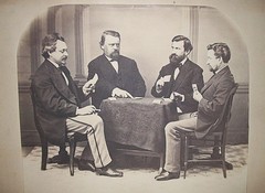 Antique 19th c Photo of Men Playing Cards-Whist Club, New York 1865