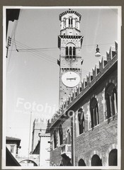 Photo Verona Italy Torre dei Lamberti Clock Tower Architecture 1950s