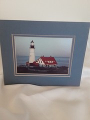 Signed Ted Cooper New England Portland Head Lighthouse Maine Color Photo Matted
