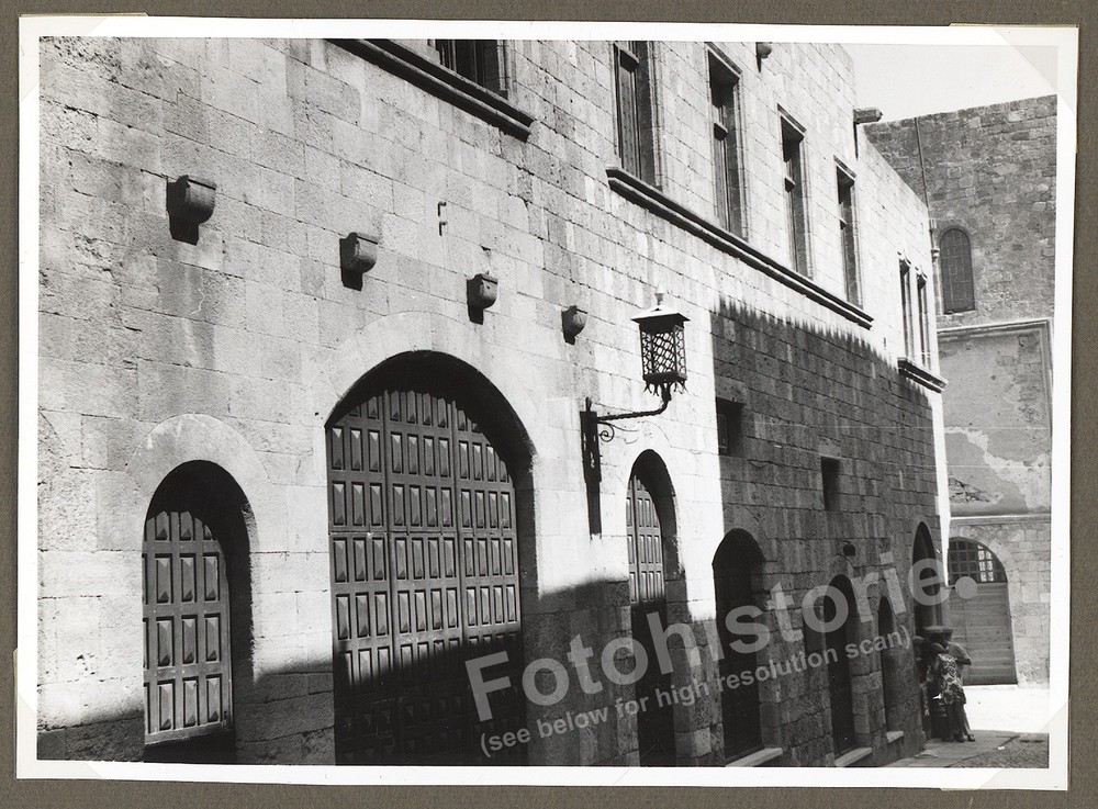 Photo Rhodes Old Town Building Gate Lantern Architecture 1950s Greece