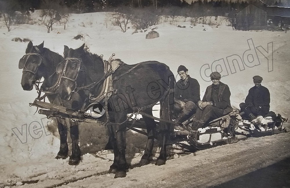 Men on Sleds Pulled by Horses in Snow 1920s DIGITAL DOWNLOAD Print at Home