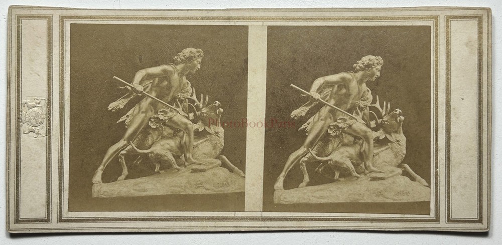 France Hunting To Deer Photographer Prehistoric To Identify c1858 Stereo Vintage