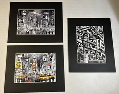 Lot Of 3 Matted Photo Prints Of NYC New York City Broadway Time Square 8×10
