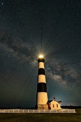 Milky Way over Bodie Lighthouse outer banks like ansel adams celestial universe