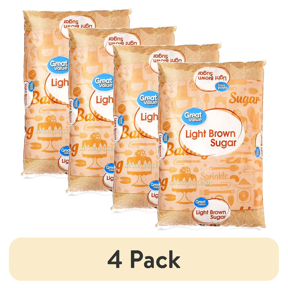 (4 pack) Great Value Light Brown Sugar, 32 oz [FREE SHIPPING]