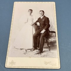 Vintage 1920s Cute Couple Portrait by Hanson Cabinet Card Photograph Portland ME