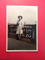 Alt Foto antik hübsche Frau Woman Mantel Hut nice Mode Fashion old Photo Picture