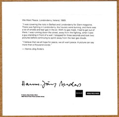 SIGNED HANS-JORG ANDERS WE WANT PEACE LONDONDERRY IRELAND 1969 LTD 6 x 6 MAGNUM