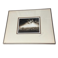Vintage 1986 Don Hong Oai Sheeping Sheep Landscape Photograph 8×10 Sepia Framed
