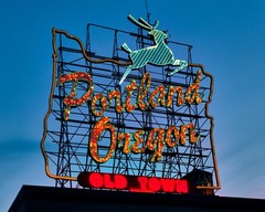 The White Stag neon sign in Portland, Oregon 8″x10″ Photograph Print 8×10