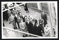 5 photographs view Oldenburg I. old, topping-out ceremony freight station 1951, Huntebrück
