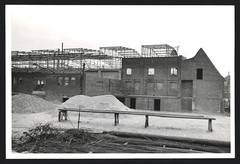 5 photographs view Oldenburg I. old, topping-out ceremony freight station 1951, Huntebrück