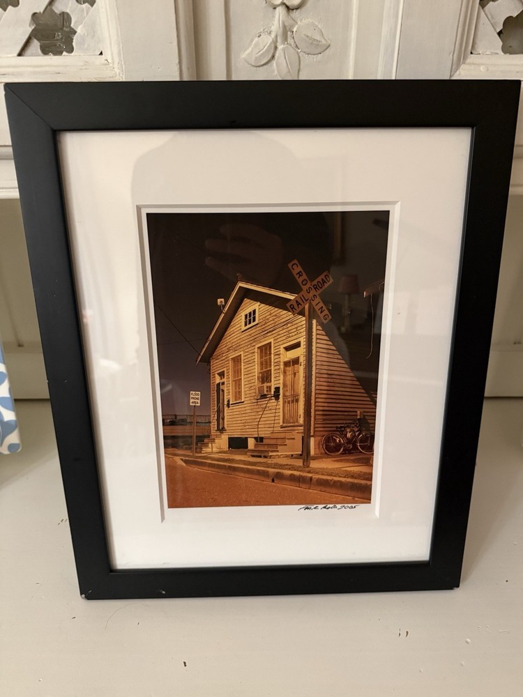 Signed Southern Architectural Photograph House Railroad Flood Sign 2005