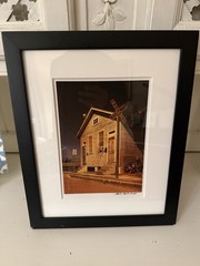 Signed Southern Architectural Photograph House Railroad Flood Sign 2005