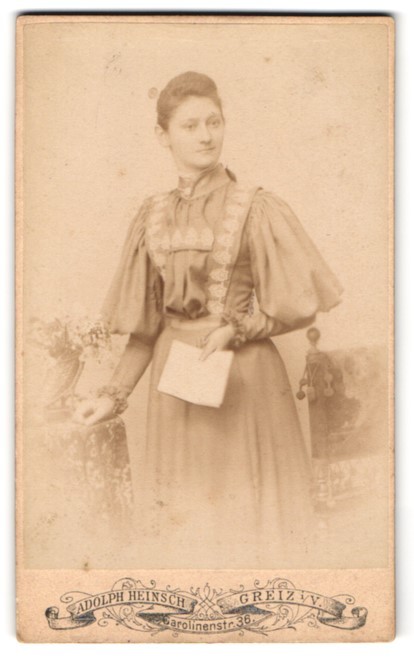 Photograph Adolph Heinsch, Greiz i. V., Carolinenstr. 36, Elegant Lady With Bri