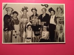 Old photo postcard antique pretty women woman carnival costume fashion old photo