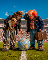 Digital Art Portrait Men Foоtball Clowns Sports Stadium Globe Wallpaper Desktop